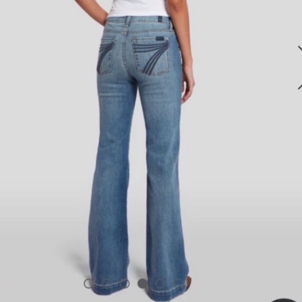 7 For All Mankind Tailorless Dojo Flare Stretchy Ibiza Fray NWT Size 30